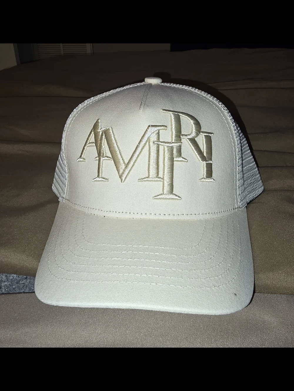 Monogram Cream Mesh-Back Trucker Hat